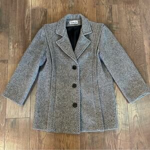 Herman Kay Petite Wool Blend Tweed Blazer Jacket S/M